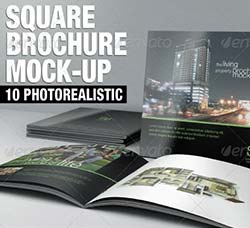 逼真的正方形商业手册展示模型：Square Brochure Mock-up